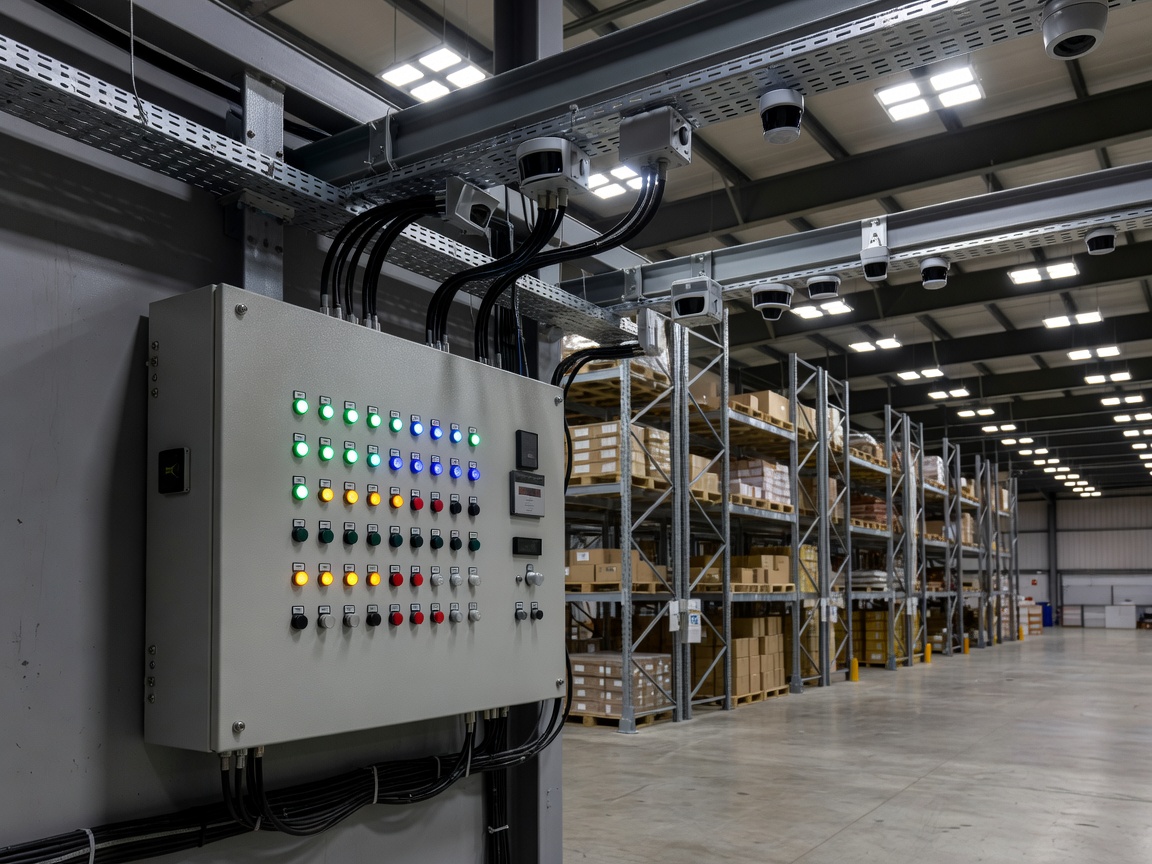 Electronic control panel and sensor network for smart warehouse lighting